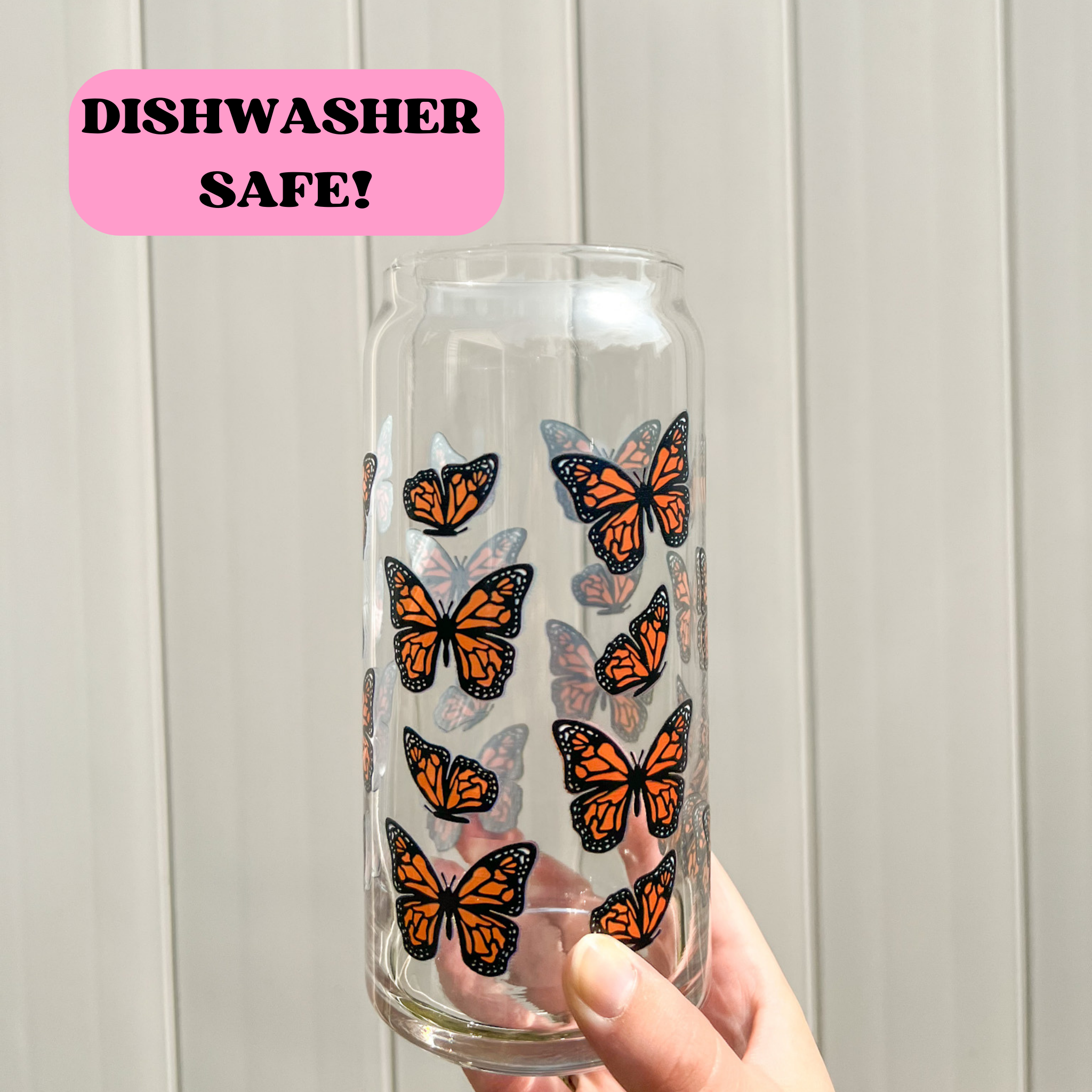 Butterfly Clear Glass Straws - Reusable, And Dishwasher Safe