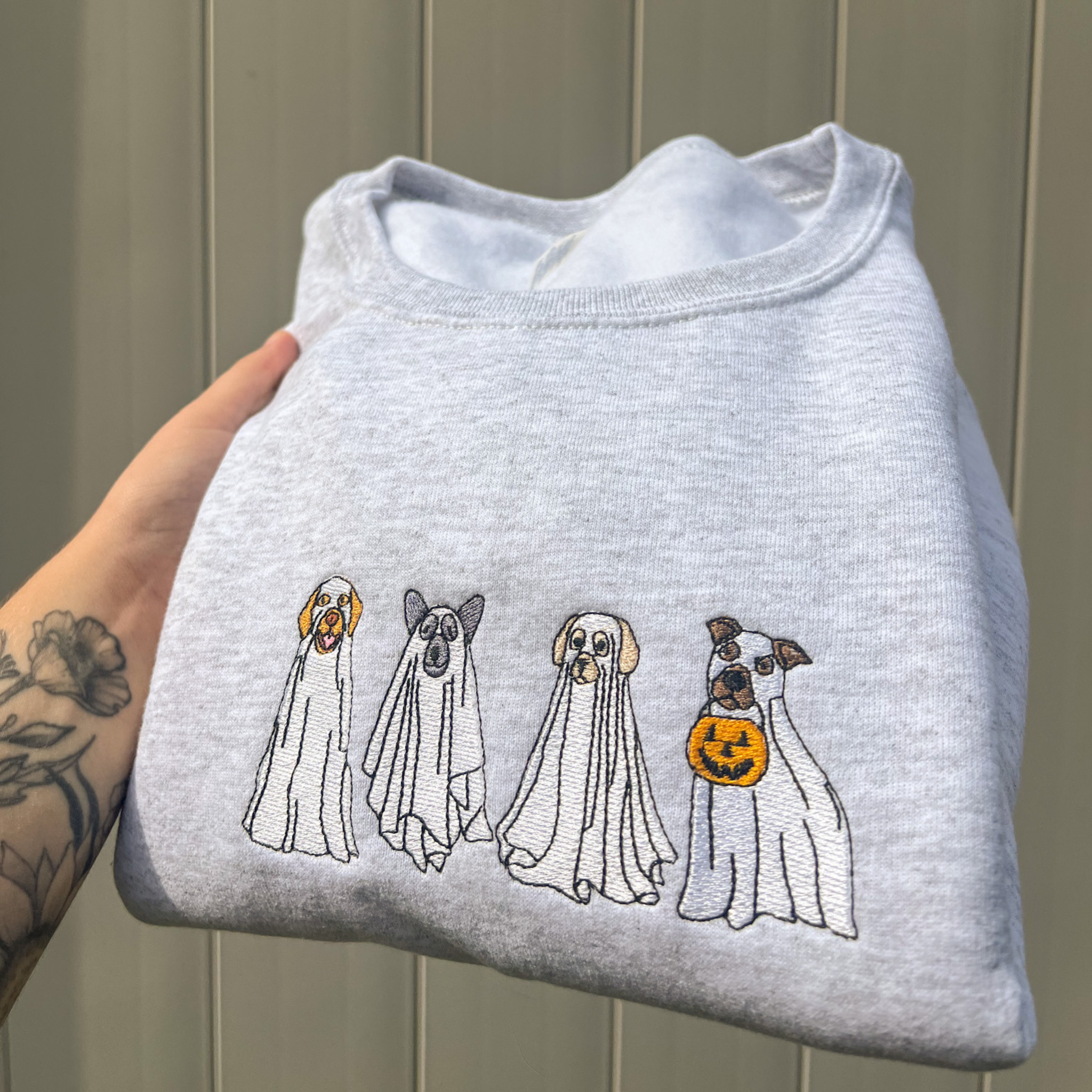 Top-selling Item] Embroidered Ghost Dog Sweatshirt, Halloween