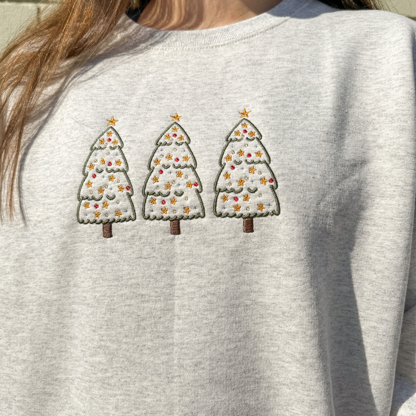 Vintage Christmas Tree Embroidered Crewneck