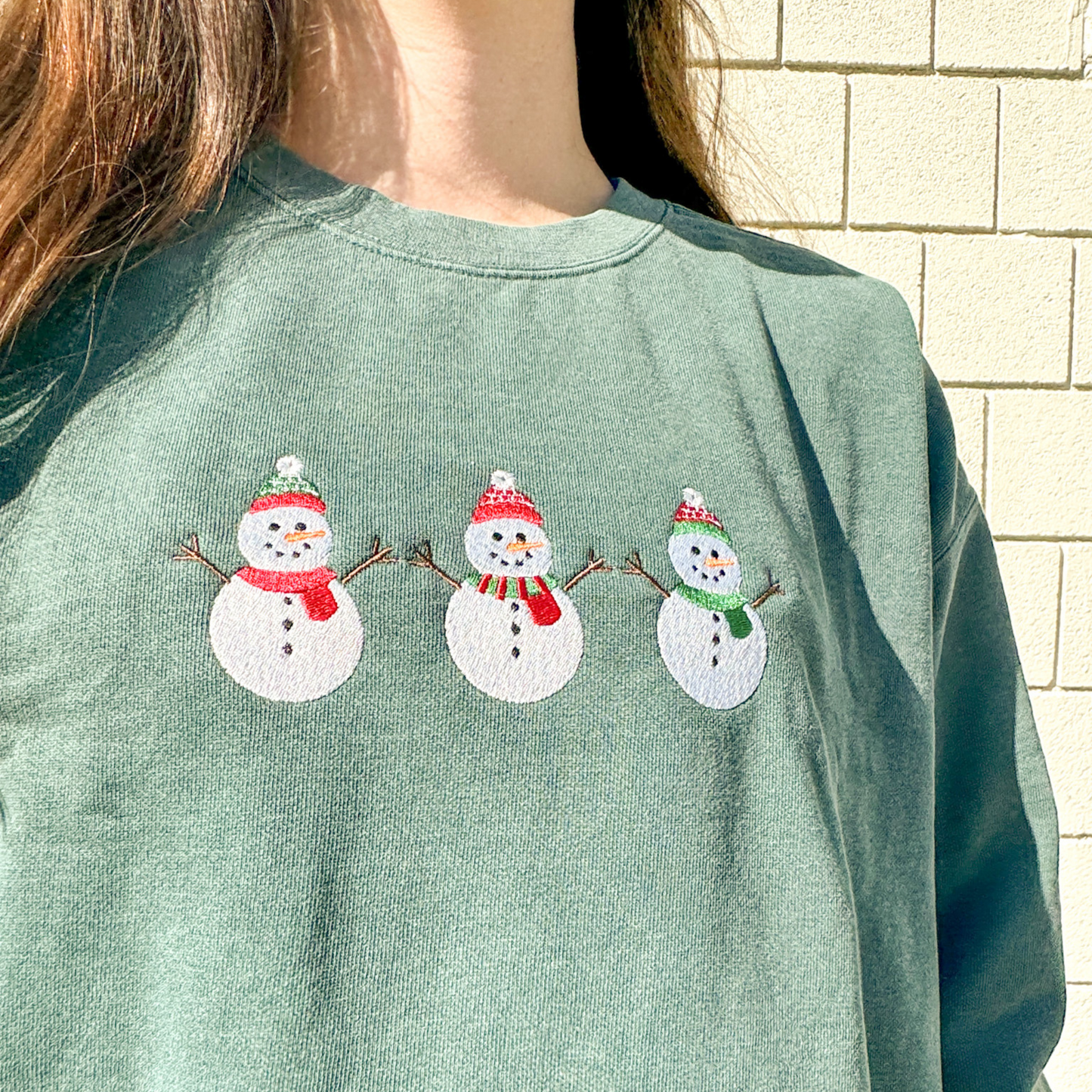 Snowman Embroidered Crewneck
