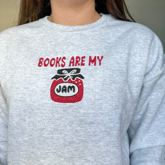 Books Are My Jam Embroidered Crewneck