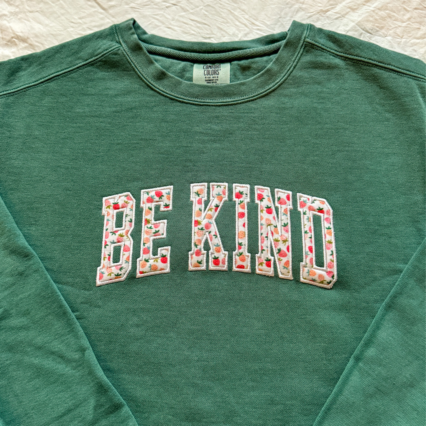 Be Kind Applique Embroidered Crewneck