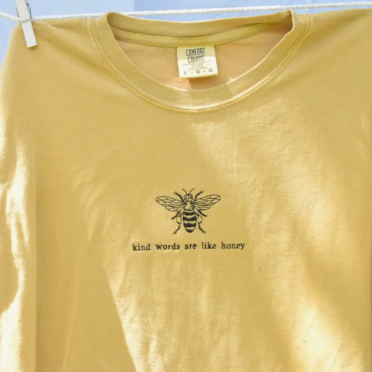 Kind Words are Like Honey Bee Embroidered Tee