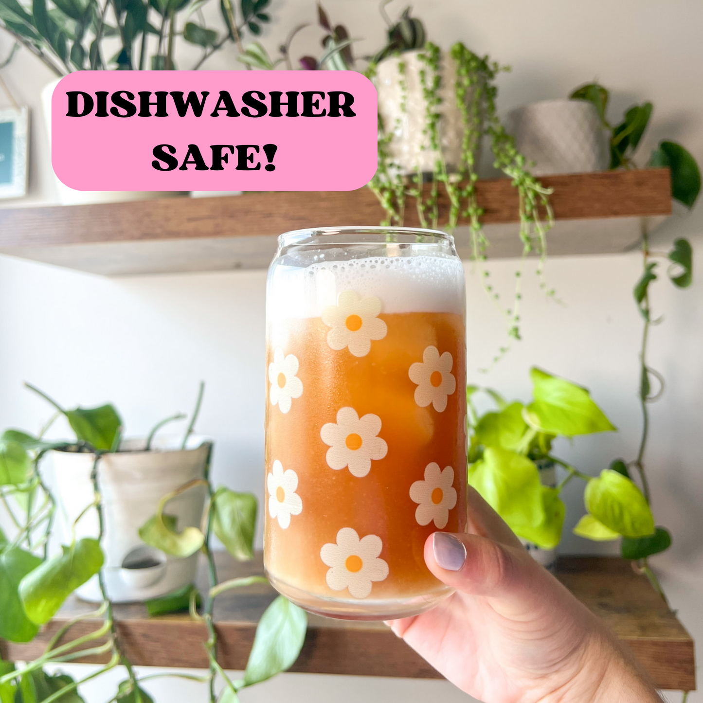 16 oz Classic Daisy Glass Cup