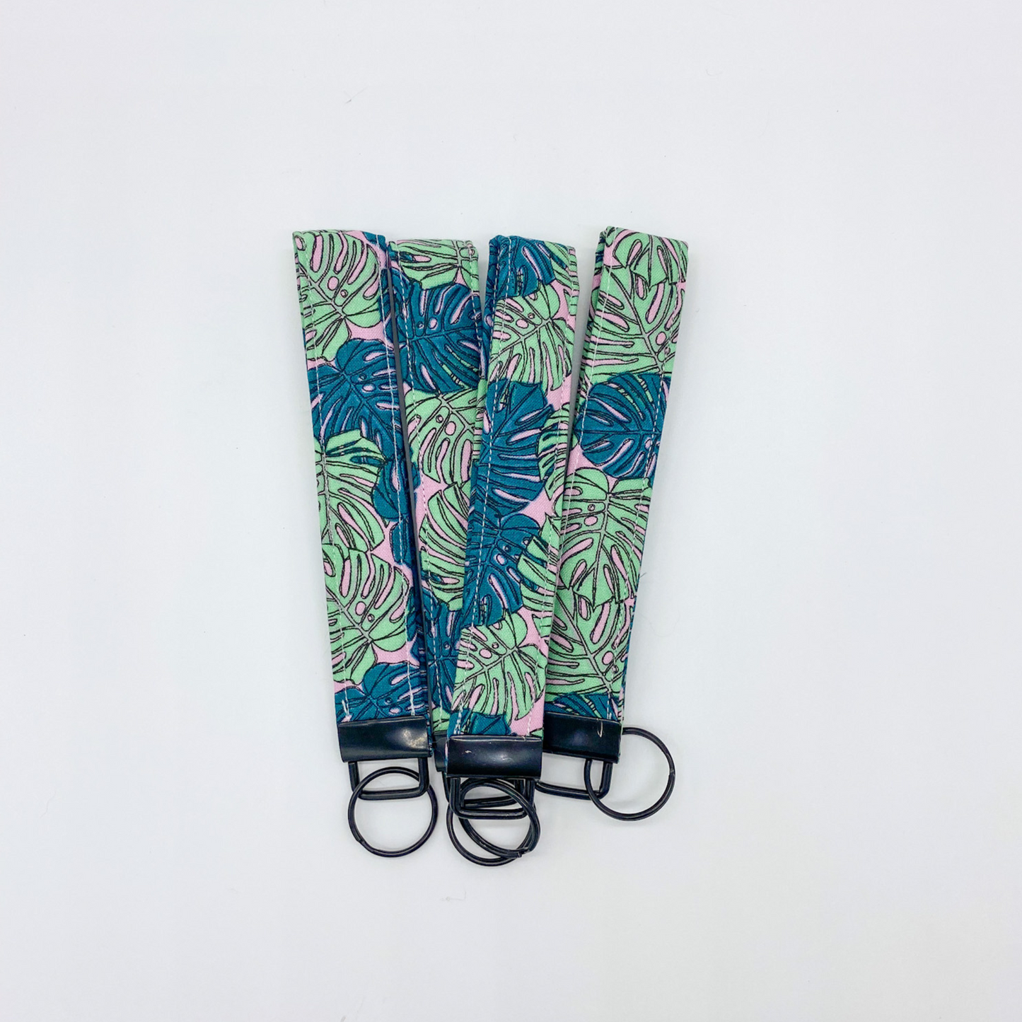 Pink Monstera Wristlet Keychain