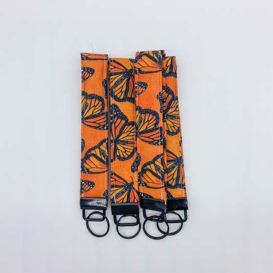 Orange Monarch Butterfly Wristlet Keychain