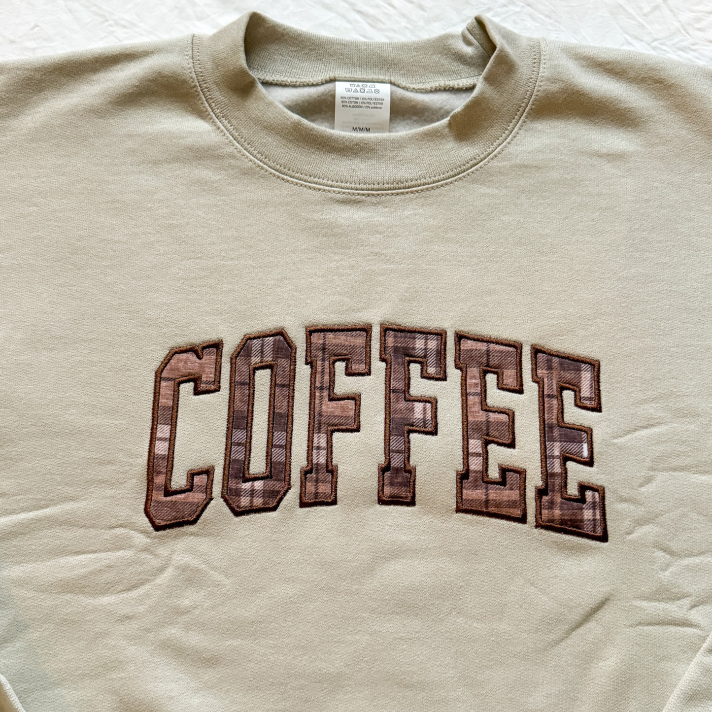 Coffee Applique Embroidered Crewneck