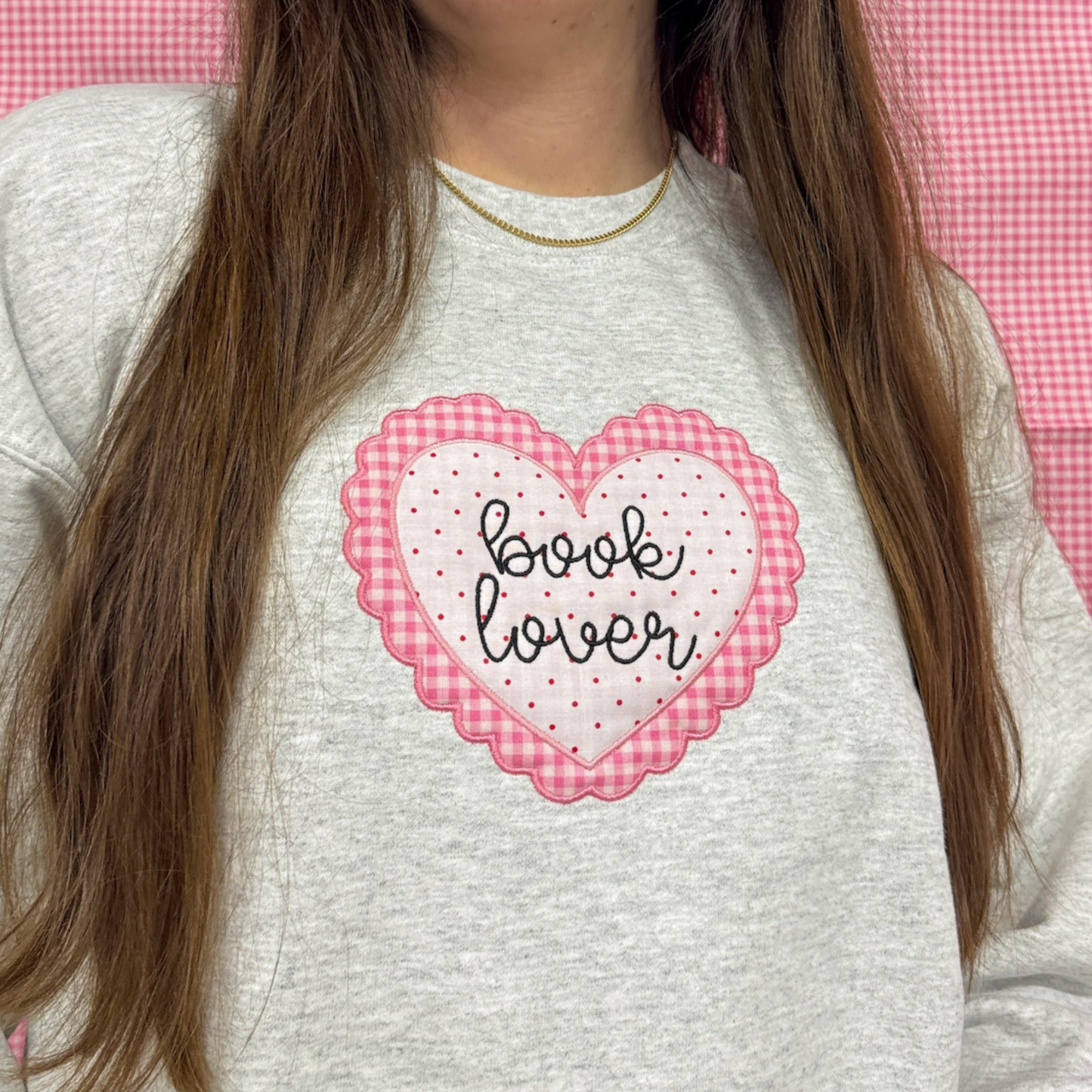 Book Lover Applique Embroidered Crewneck