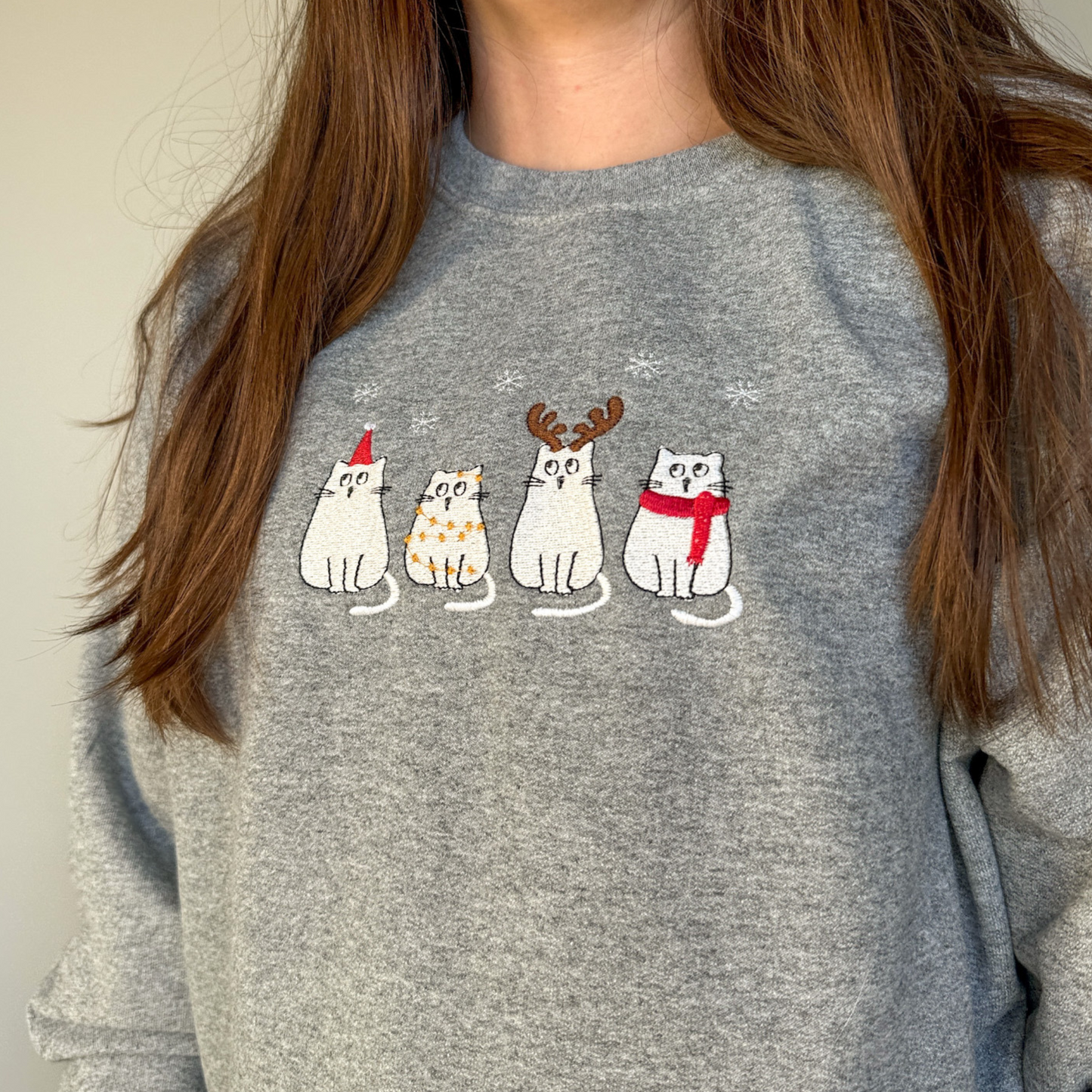 Winter Kitties Embroidered Crewneck