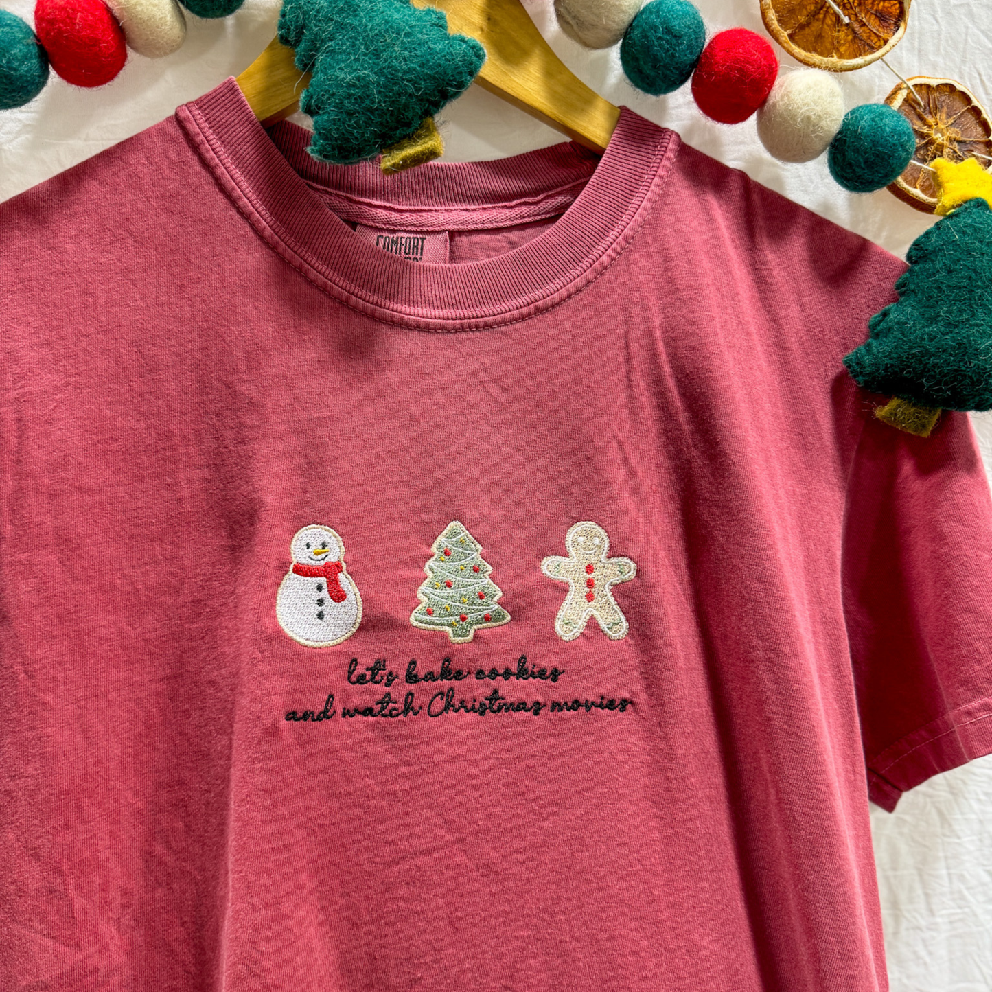 Christmas Movies & Baked Cookies Embroidered Tee