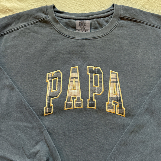 Papa Applique Embroidered Crewneck