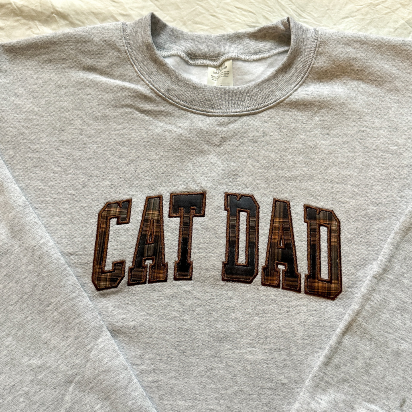 Cat Dad Applique Embroidered Crewneck