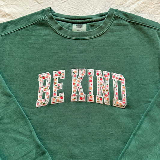 Be Kind Applique Embroidered Crewneck