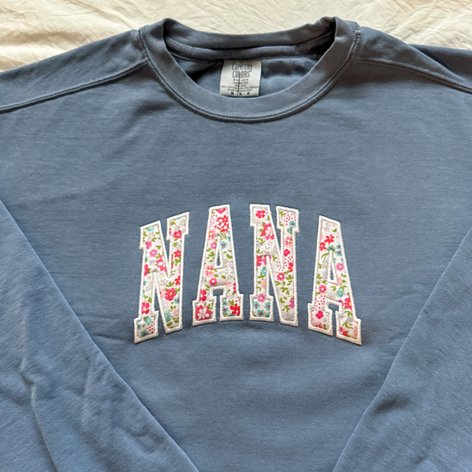 Nana Applique Embroidered Crewneck