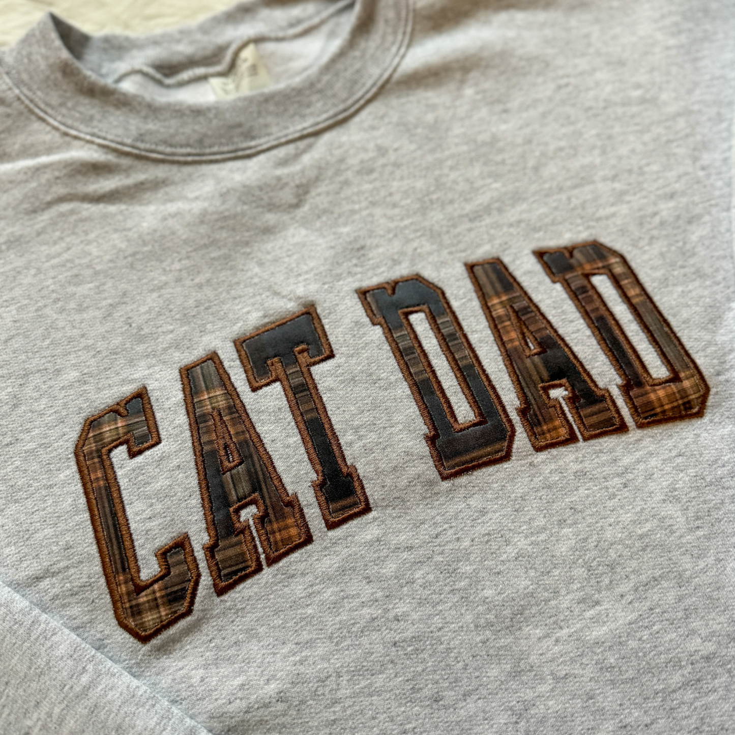 Cat Dad Applique Embroidered Crewneck