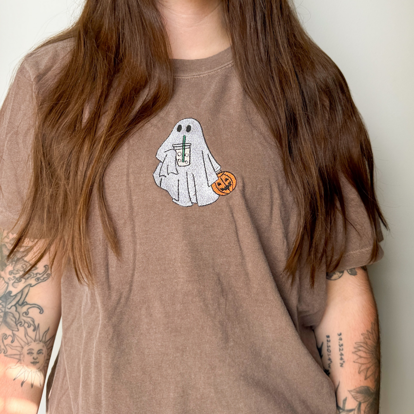 Iced Coffee Ghost Embroidered Tee