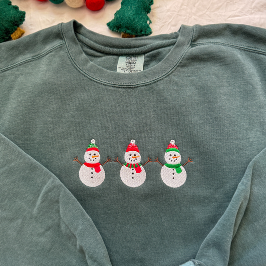 Snowman Embroidered Crewneck