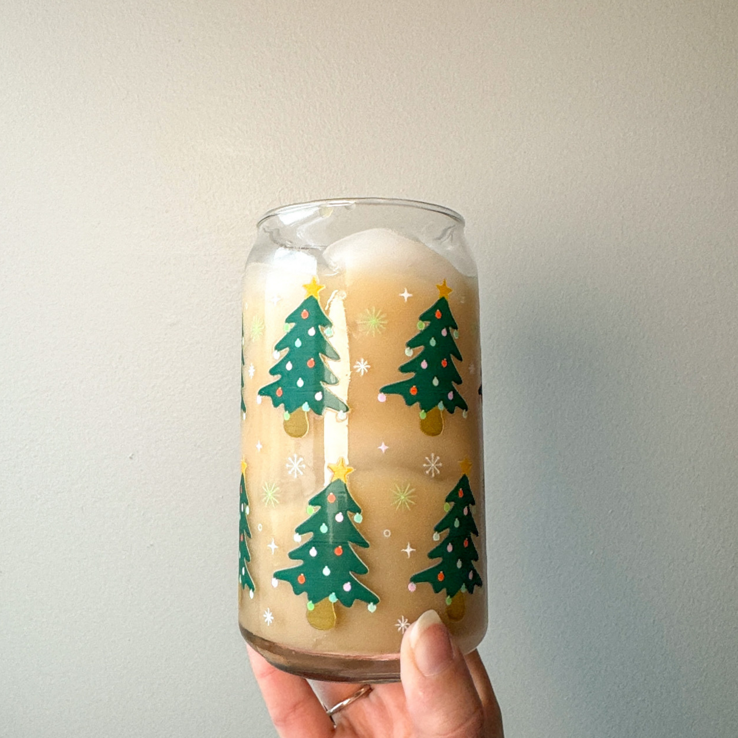 16 oz Christmas Tree Glass Cup