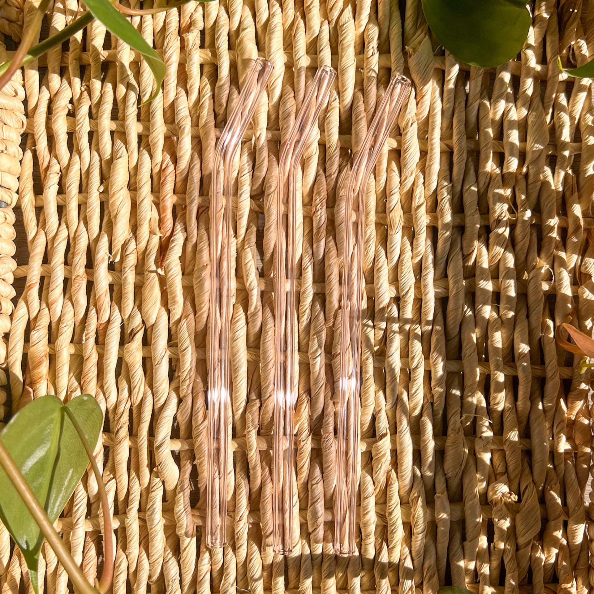 Medium Pink Bent Glass Straws for Pint Mason Jars